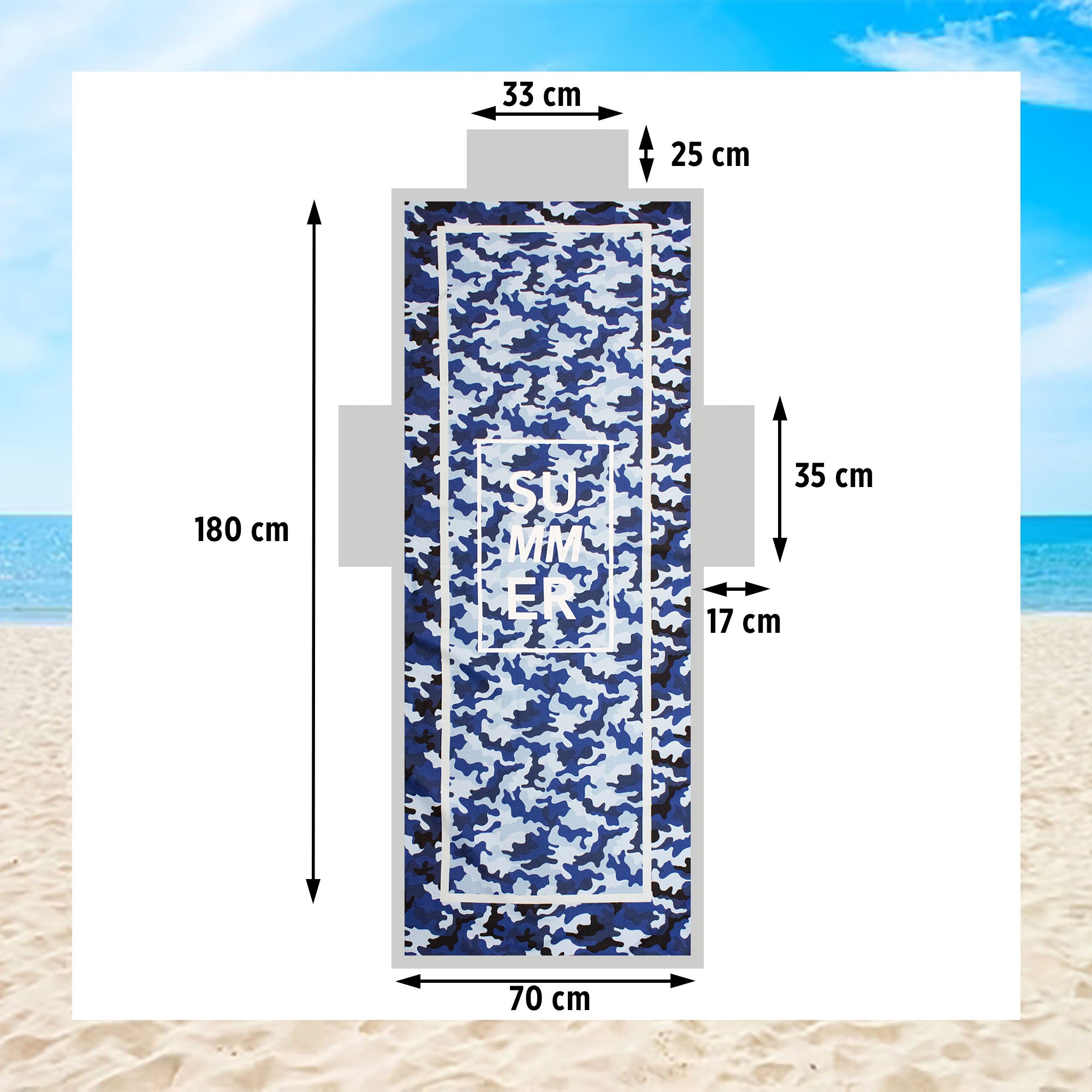 Telo mare microfibra coprilettino con elastici tasche e cuscino gonfiabile 7176