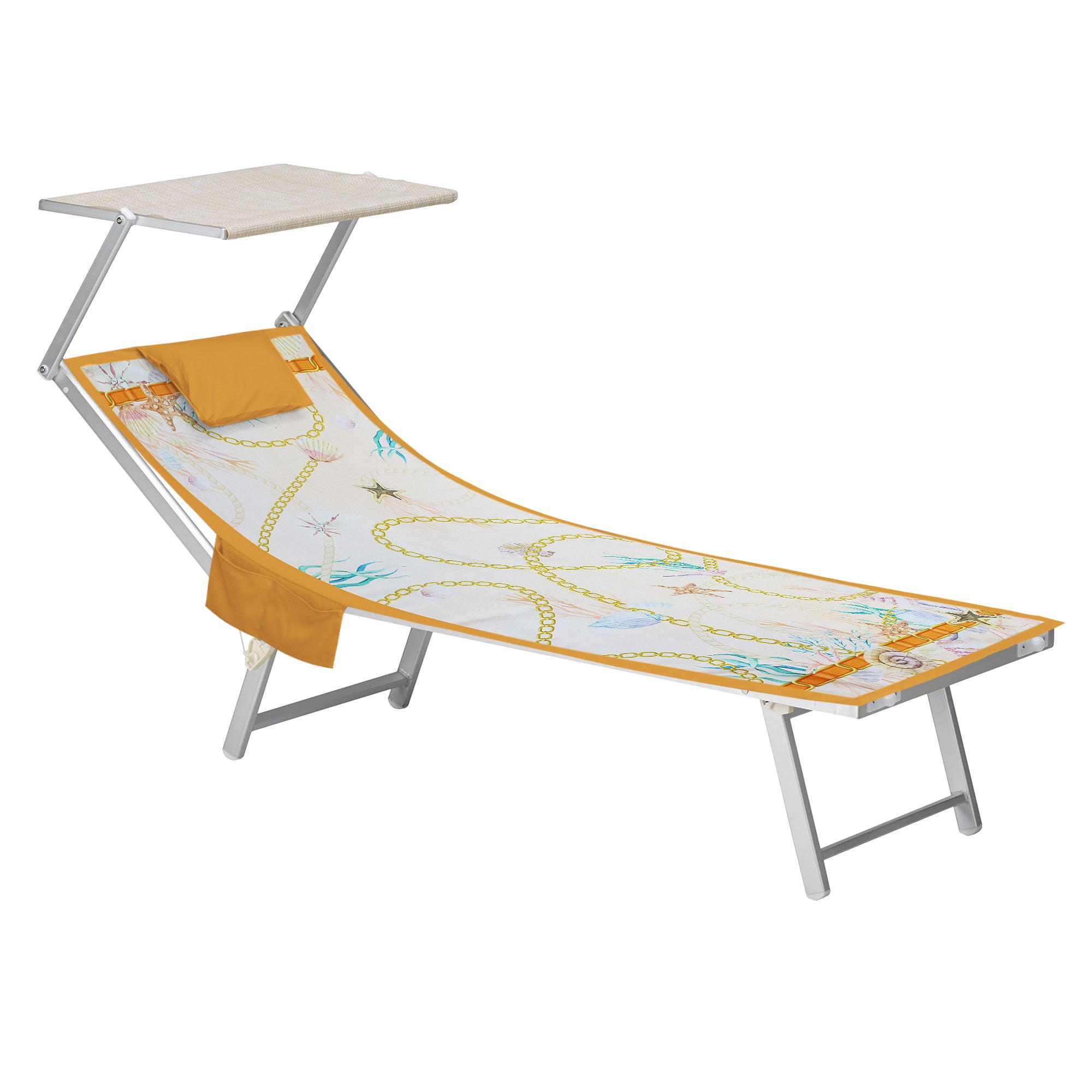 Mikrofaser-Strandtuch für Liegen mit Gummibändern, Taschen und aufblasbarem Kissen 7176