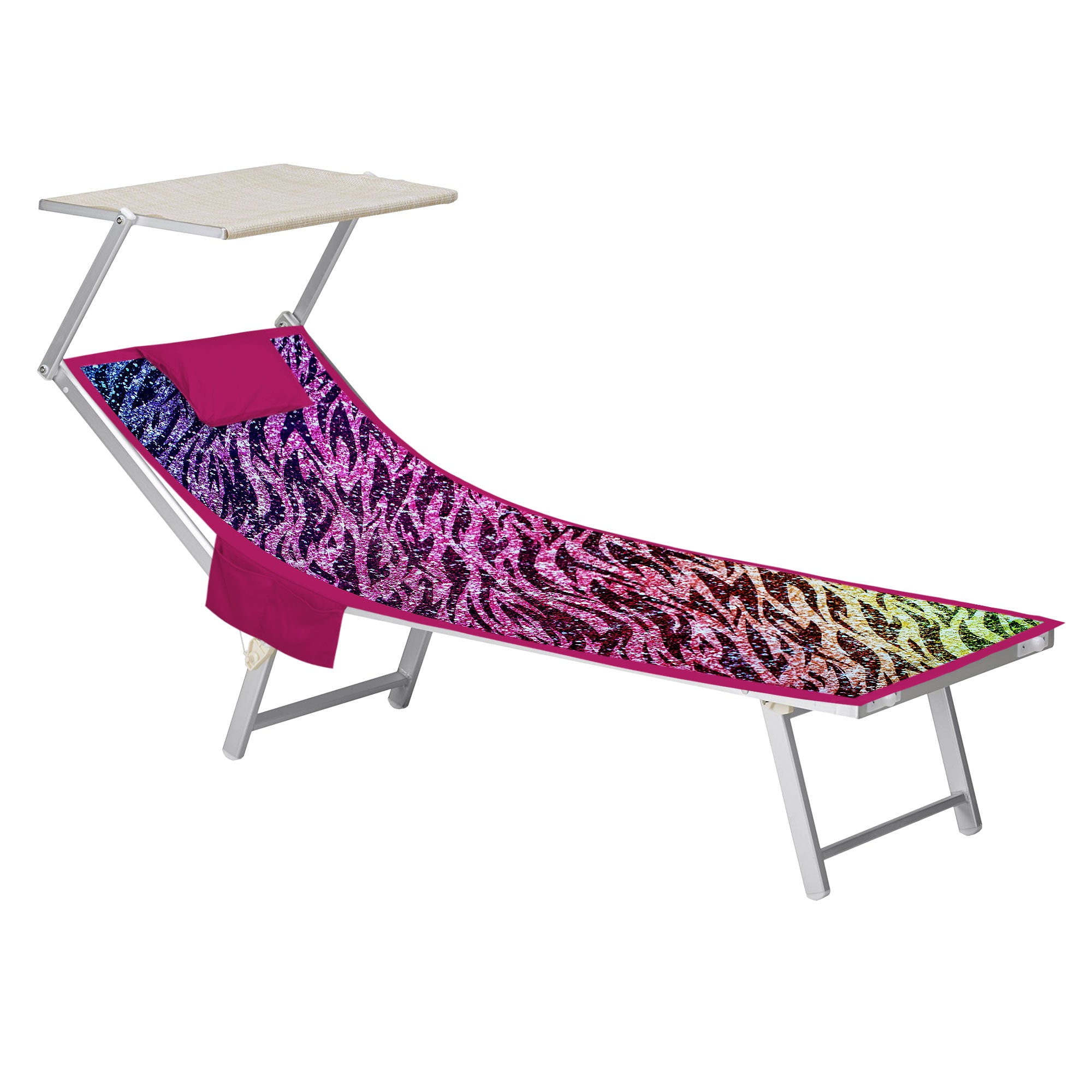 Mikrofaser-Strandtuch für Liegen mit Gummibändern, Taschen und aufblasbarem Kissen 7176