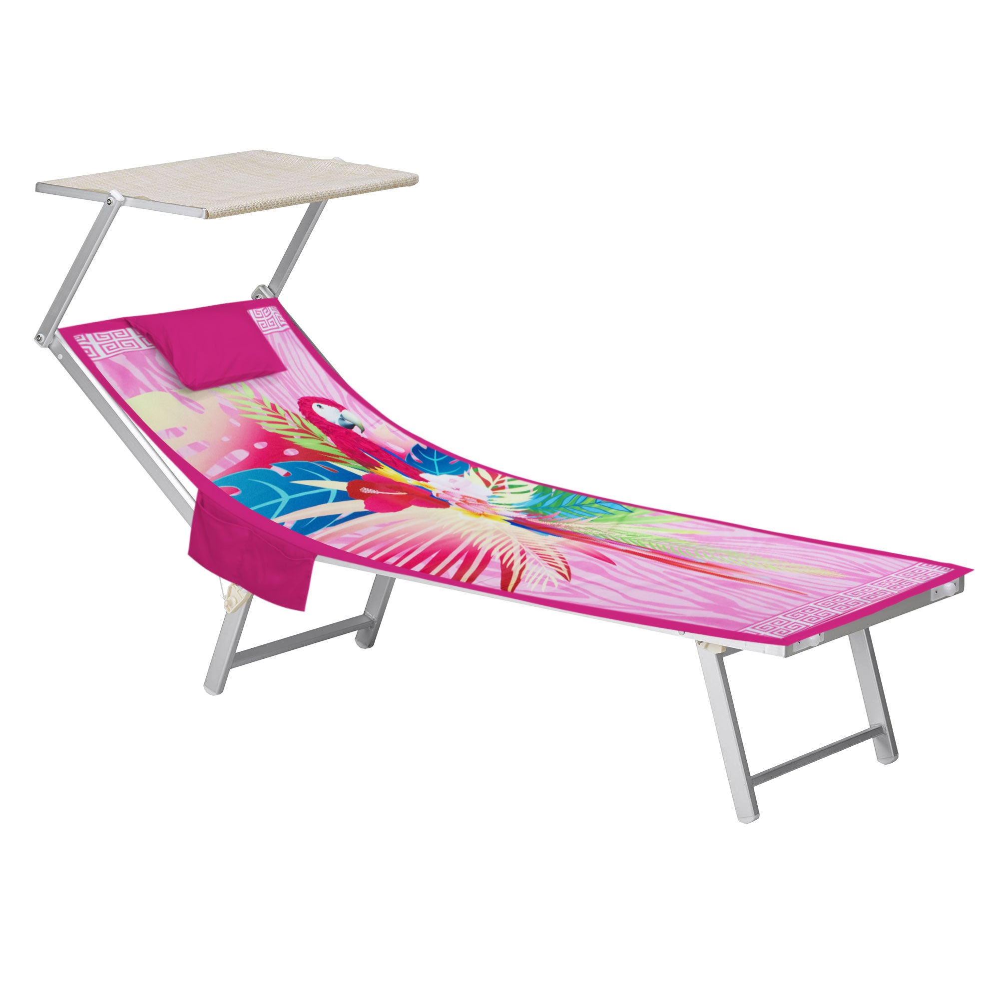 Mikrofaser-Strandtuch für Liegen mit Gummibändern, Taschen und aufblasbarem Kissen 7176