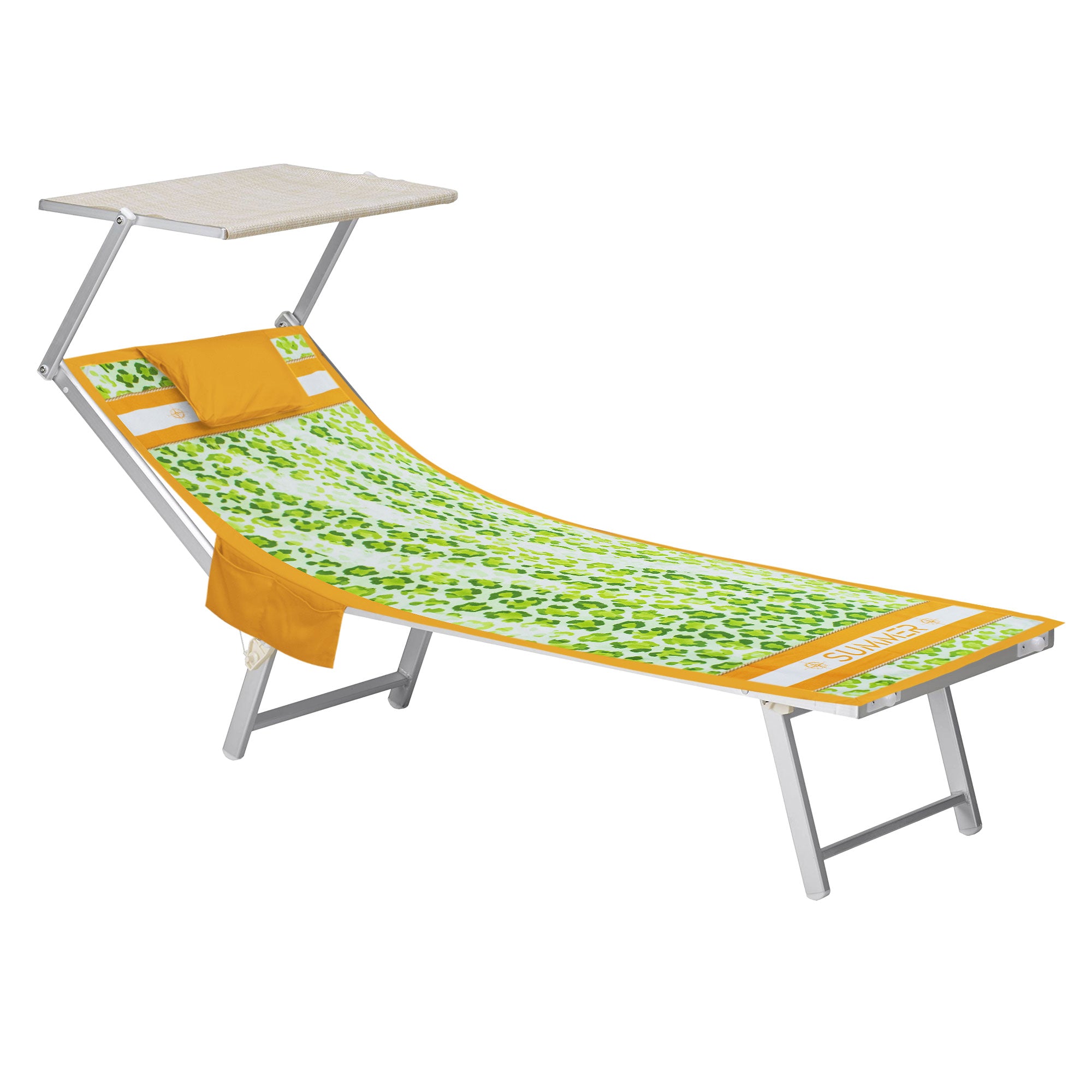 Mikrofaser-Strandtuch für Liegen mit Gummibändern, Taschen und aufblasbarem Kissen 7176