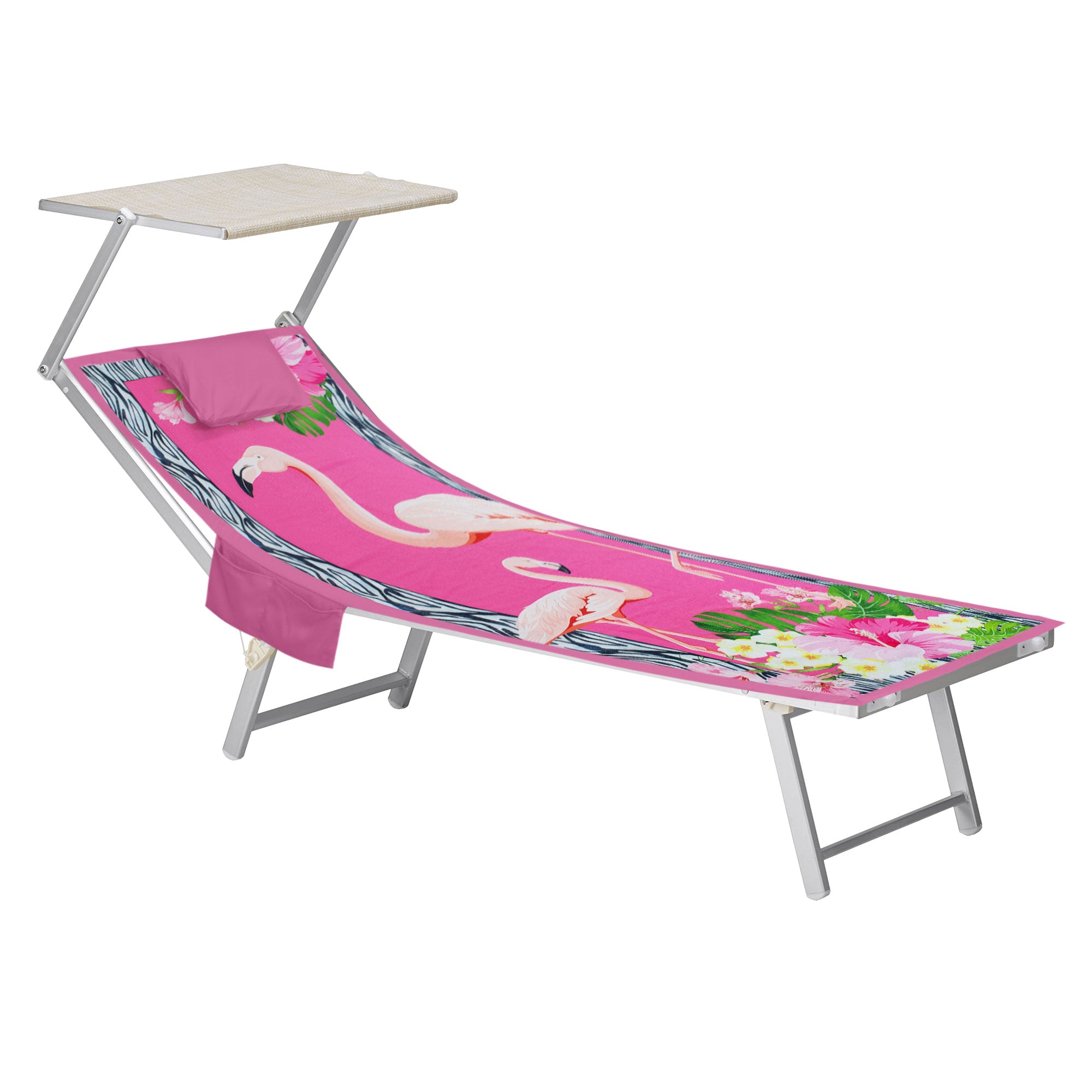 Mikrofaser-Strandtuch für Liegen mit Gummibändern, Taschen und aufblasbarem Kissen 7176