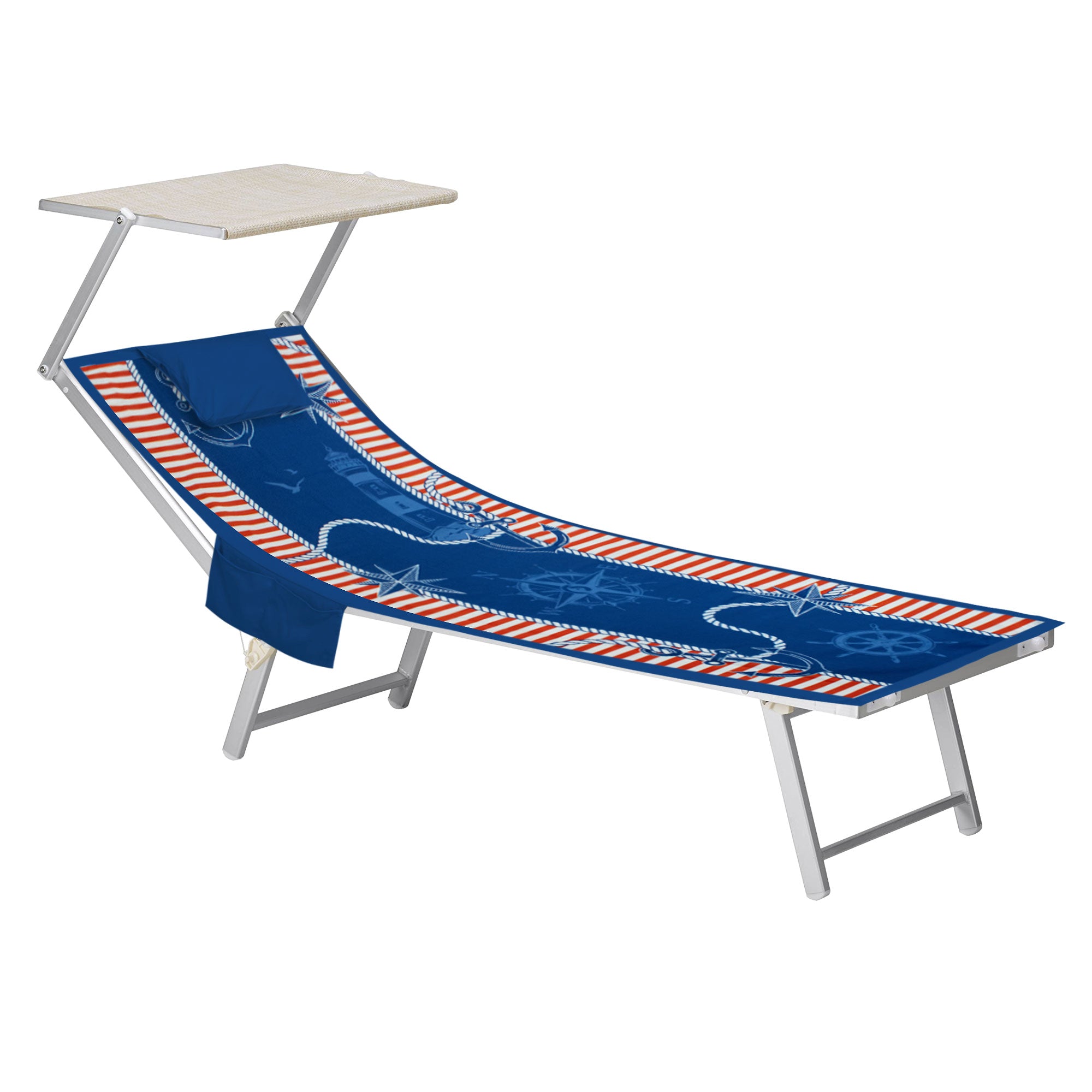 Mikrofaser-Strandtuch für Liegen mit Gummibändern, Taschen und aufblasbarem Kissen 7176