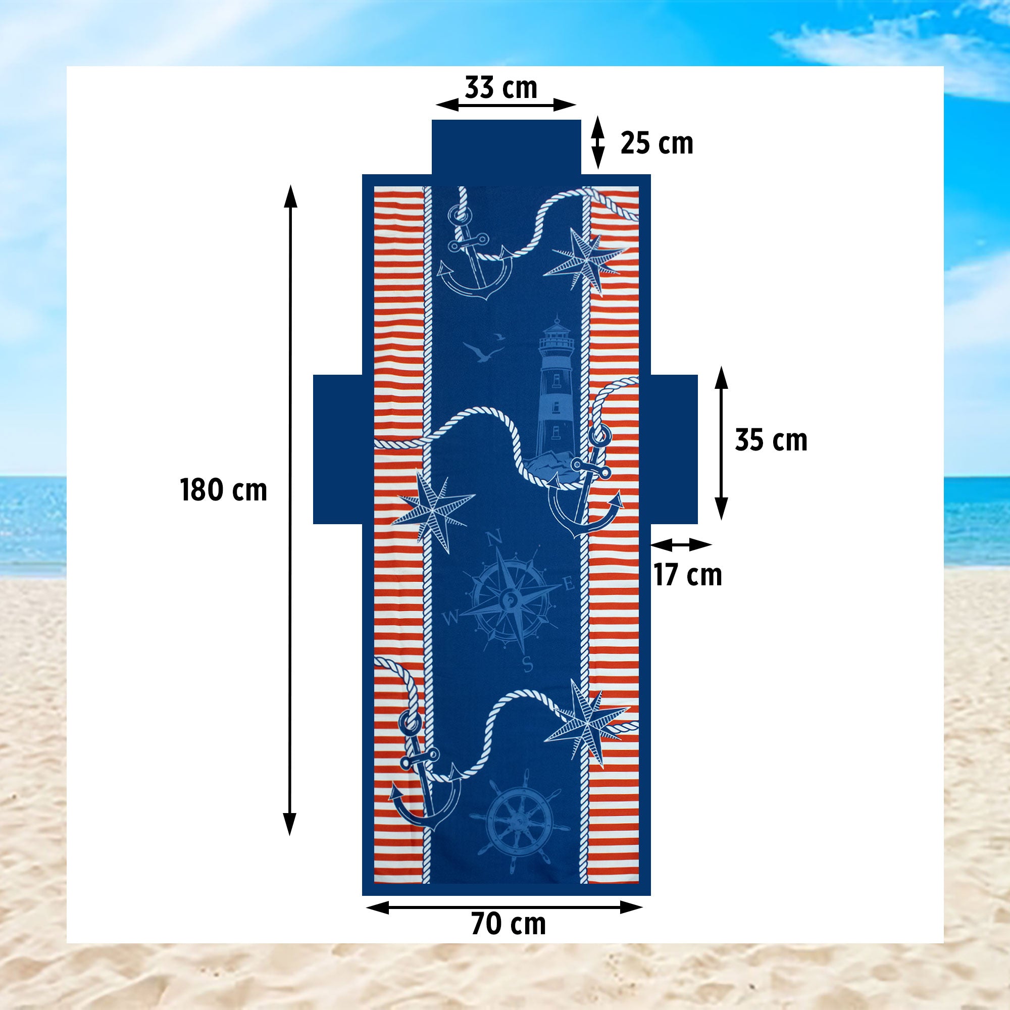 Telo mare microfibra coprilettino con elastici tasche e cuscino gonfiabile 7176