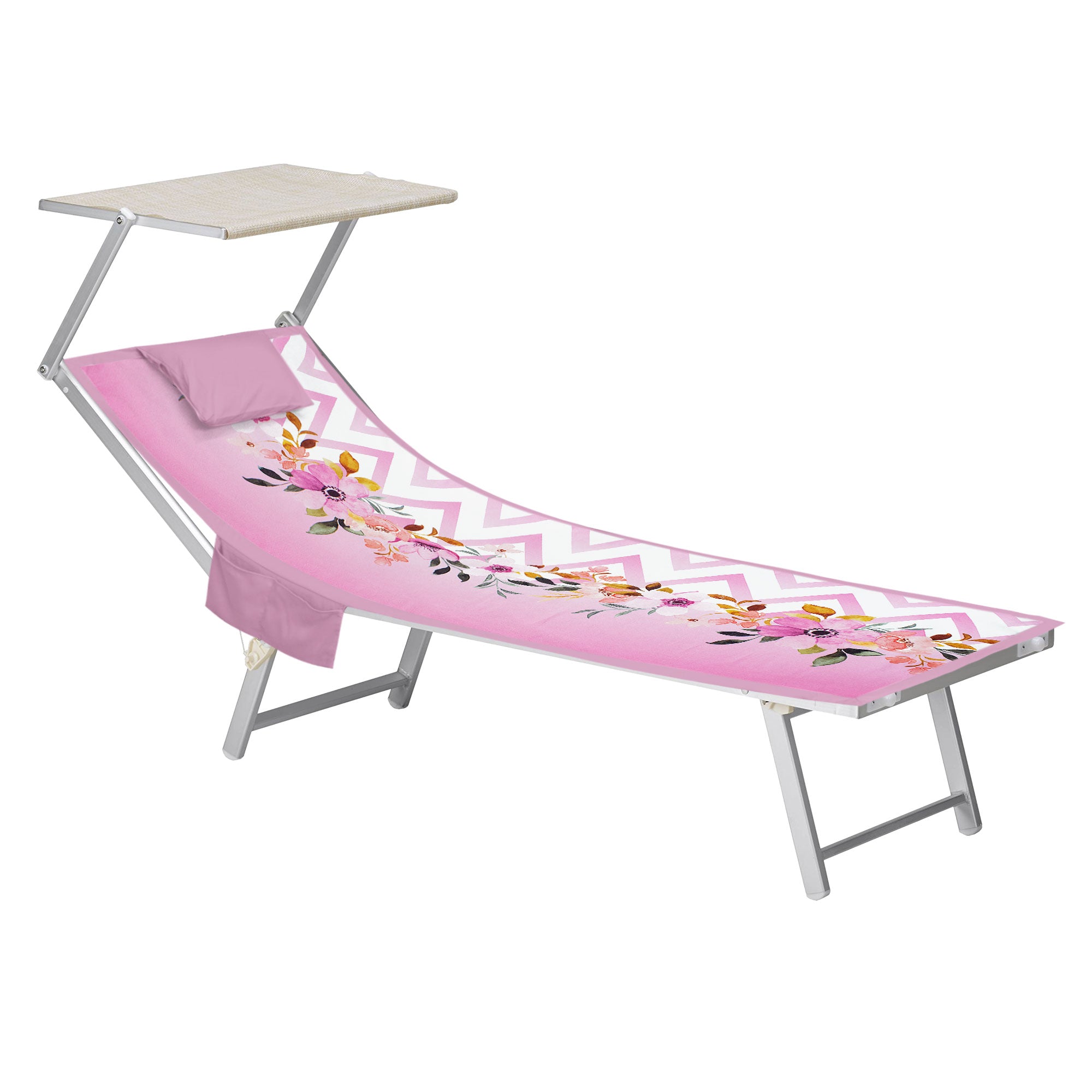 Mikrofaser-Strandtuch für Liegen mit Gummibändern, Taschen und aufblasbarem Kissen 7176