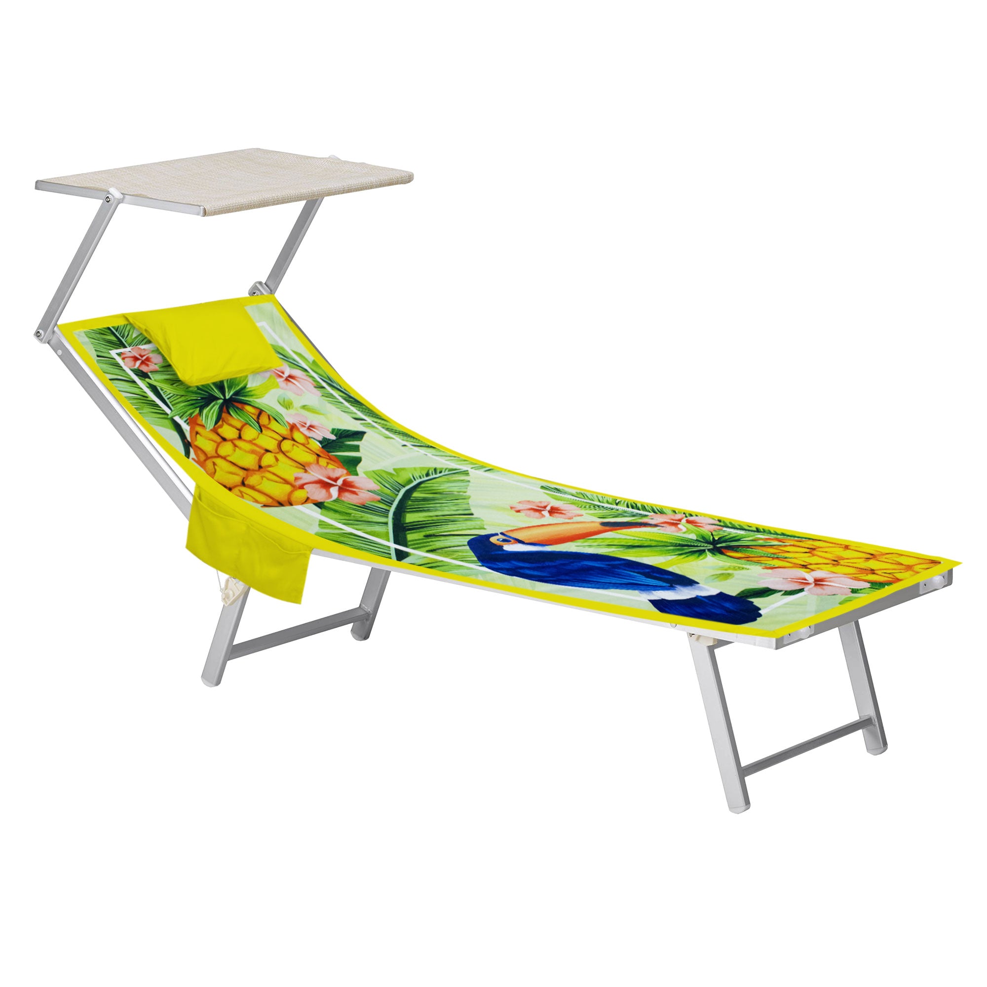 Mikrofaser-Strandtuch für Liegen mit Gummibändern, Taschen und aufblasbarem Kissen 7176