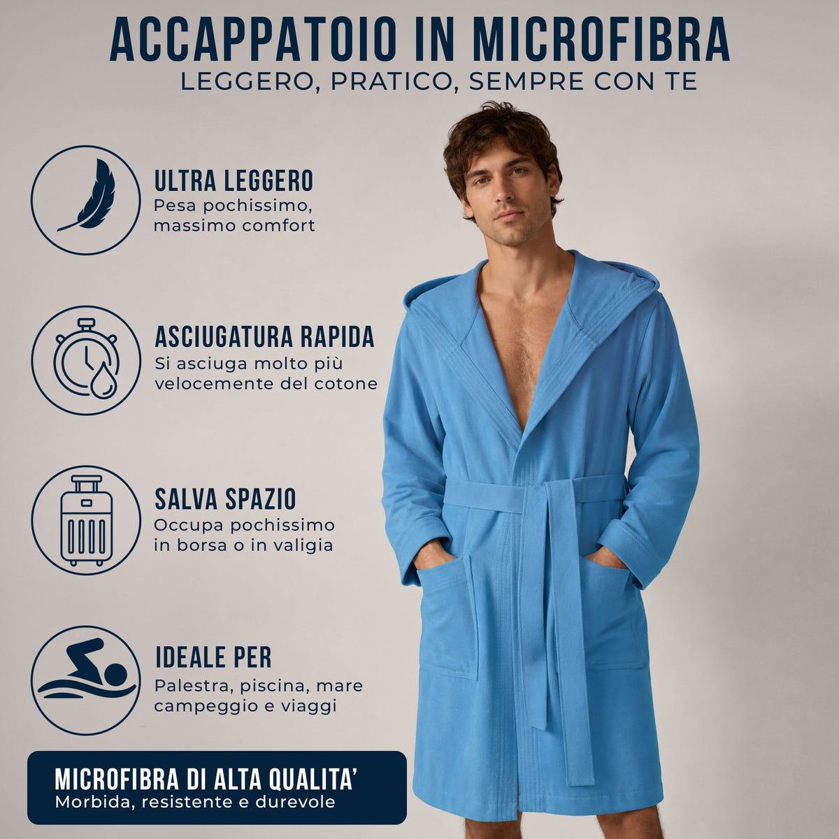 Accappatoio in microfibra unisex bambino bambina Fitness Sport Viaggio 7179