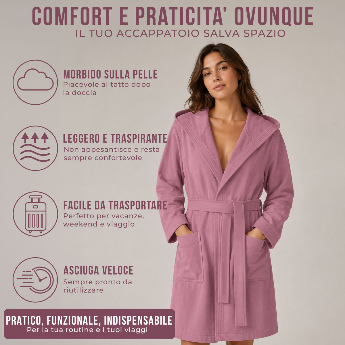 Accappatoio in microfibra unisex bambino bambina Fitness Sport Viaggio 7179