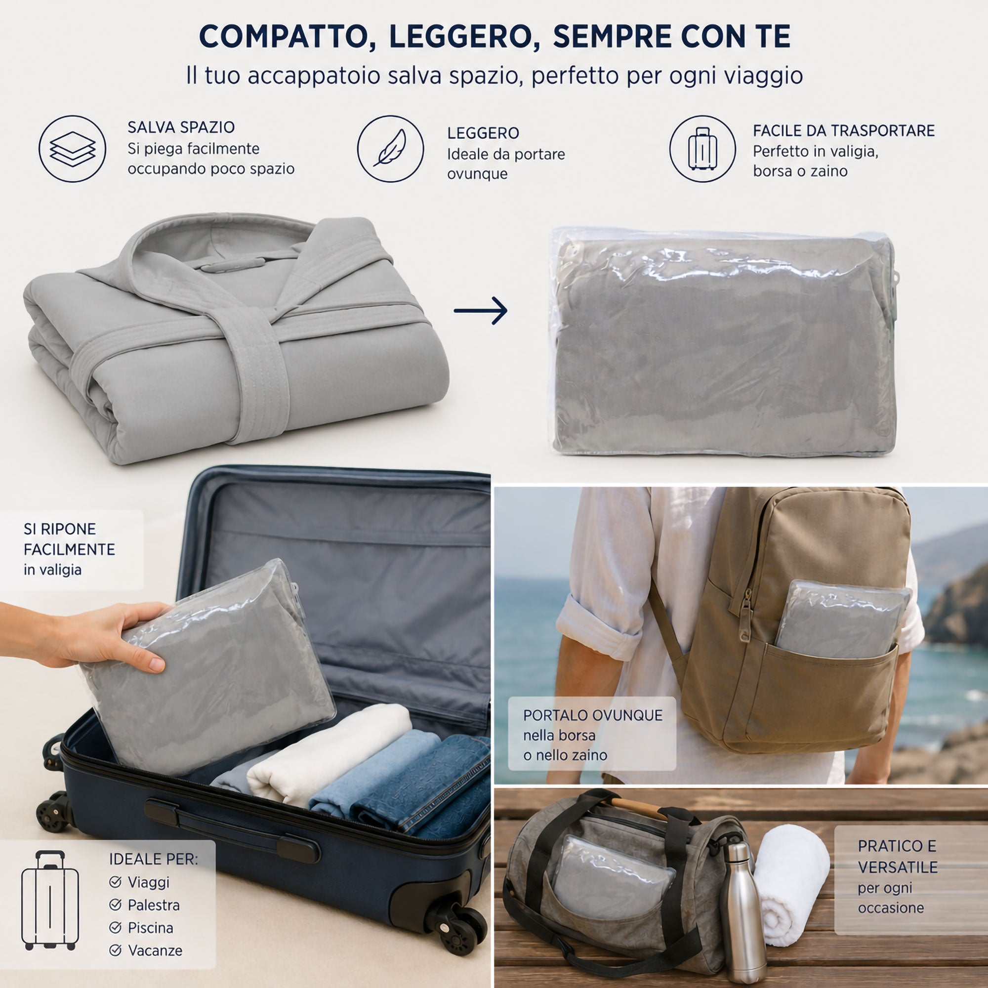Accappatoio in microfibra unisex bambino bambina Fitness Sport Viaggio 7179