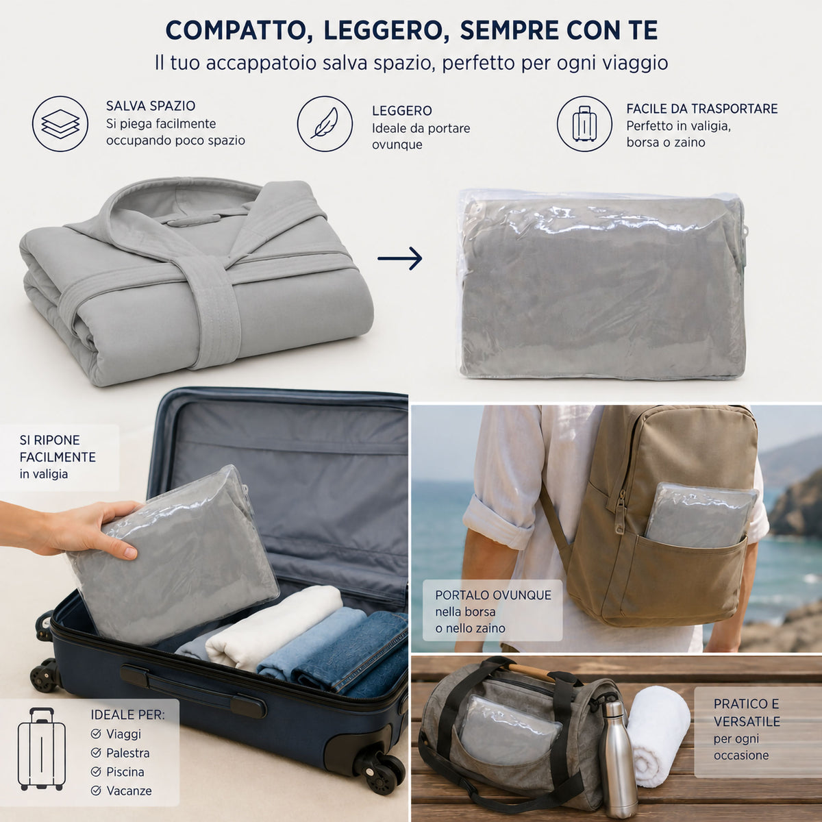 Accappatoio in microfibra unisex bambino bambina Fitness Sport Viaggio 7179