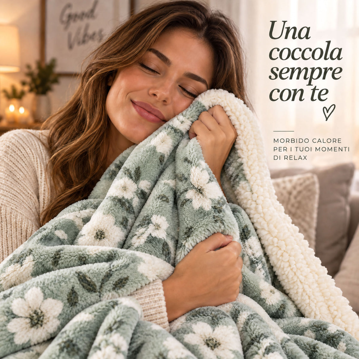 Plaid Flanella con Sherpa Coperta Tinta Unita e Fantasia in varie misure 7180