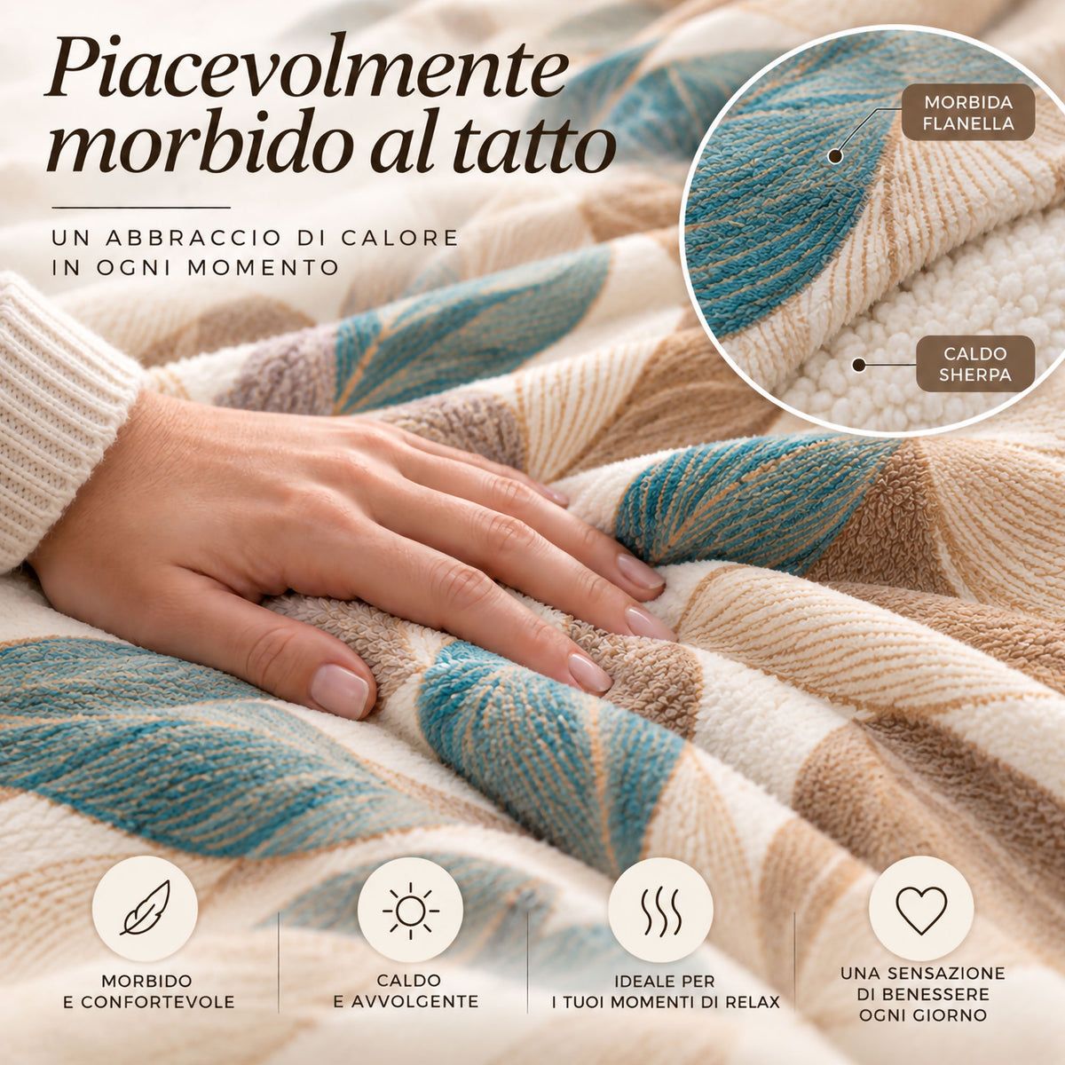 Plaid Flanella con Sherpa Coperta Tinta Unita e Fantasia in varie misure 7180