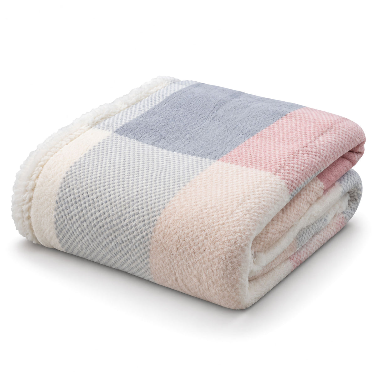 Flannel and Sherpa Plaid Throw Blanket, Solid Color and Patterned in various sizes 7180