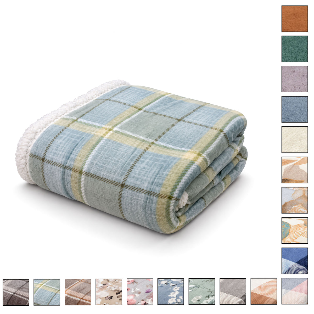 Plaid Flanella con Sherpa Coperta Tinta Unita e Fantasia in varie misure 7180