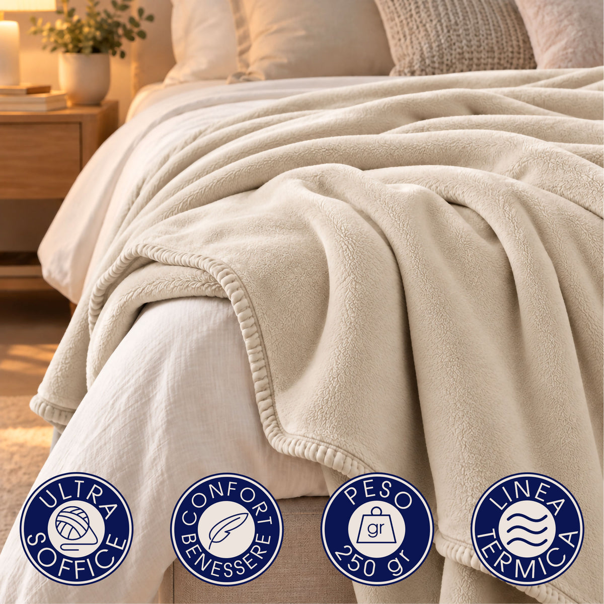 Coperta Plaid in Pile Tinta Unita 250g/m² per divano letto in varie misure 7182