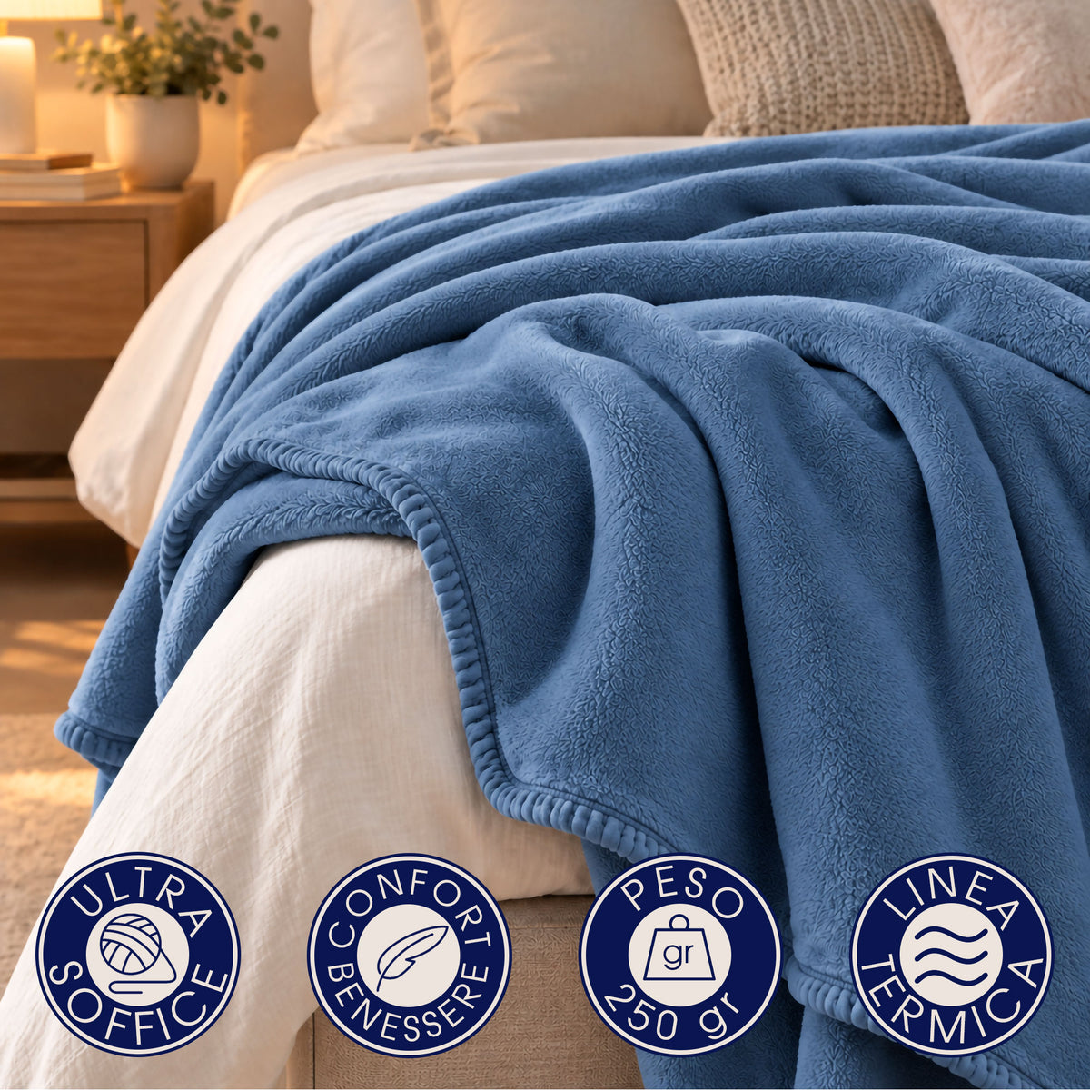 Coperta Plaid in Pile Tinta Unita 250g/m² per divano letto in varie misure 7182