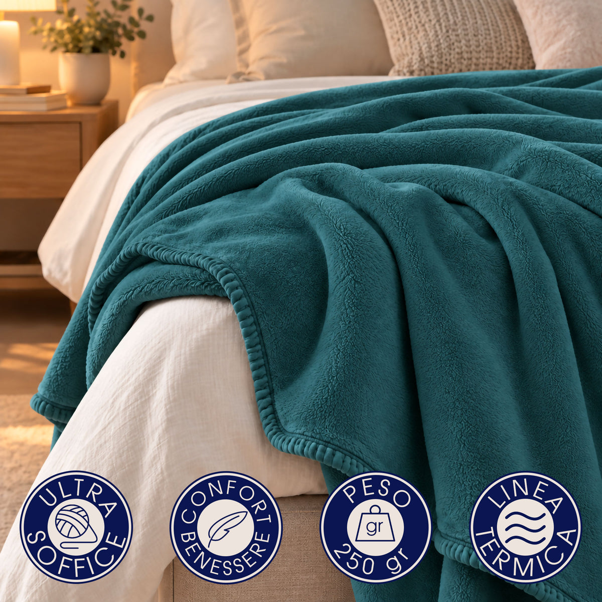 Coperta Plaid in Pile Tinta Unita 250g/m² per divano letto in varie misure 7182