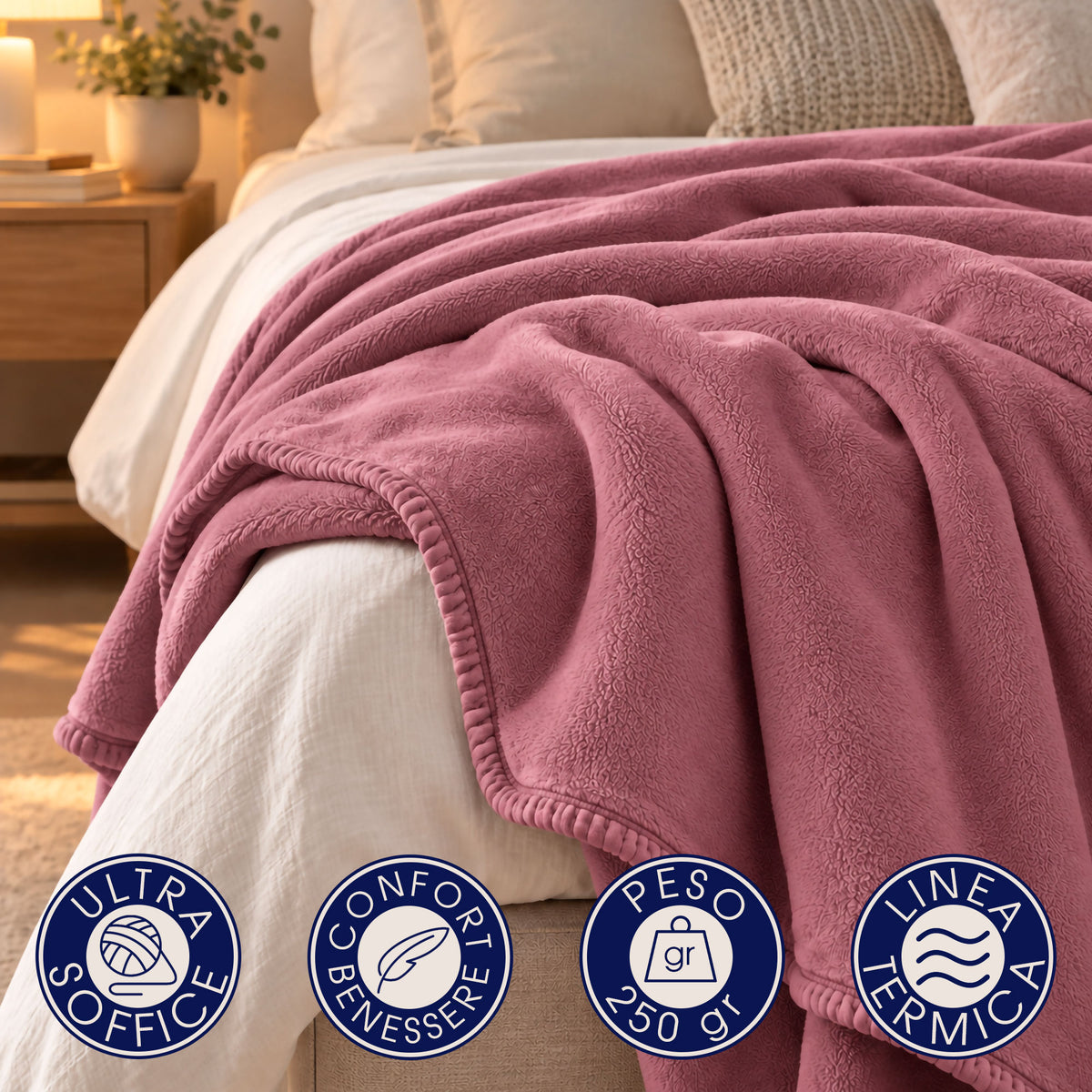 Coperta Plaid in Pile Tinta Unita 250g/m² per divano letto in varie misure 7182