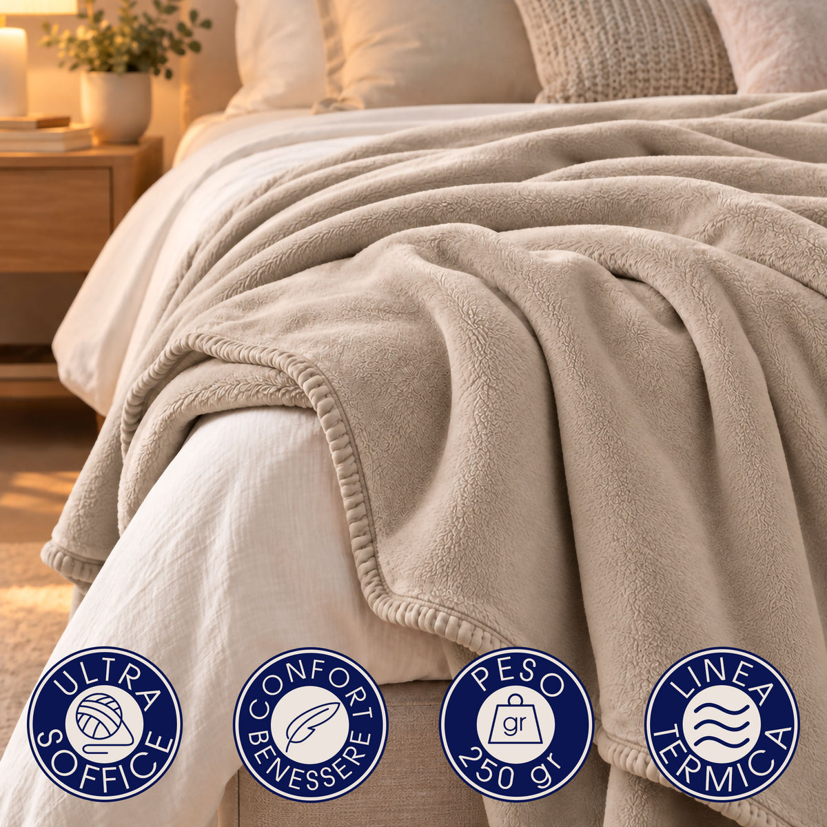 Coperta Plaid in Pile Tinta Unita 250g/m² per divano letto in varie misure 7182