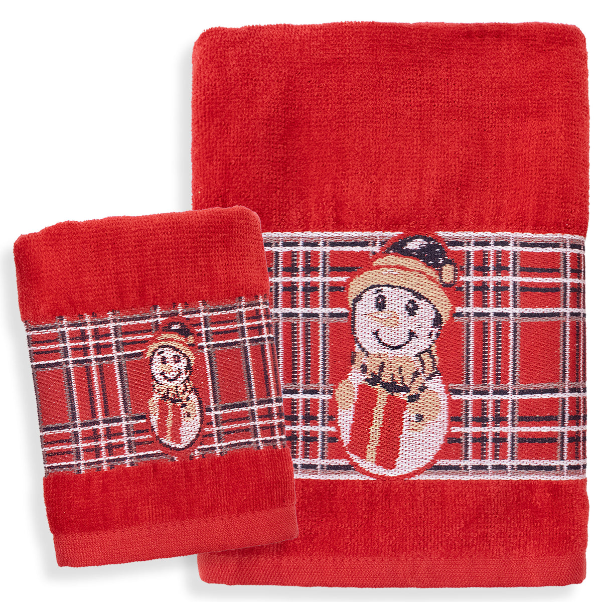 Set Asciugamani Natalizi 1+1 Viso e Ospite in Spugna Cotone Decoro Natale 7184