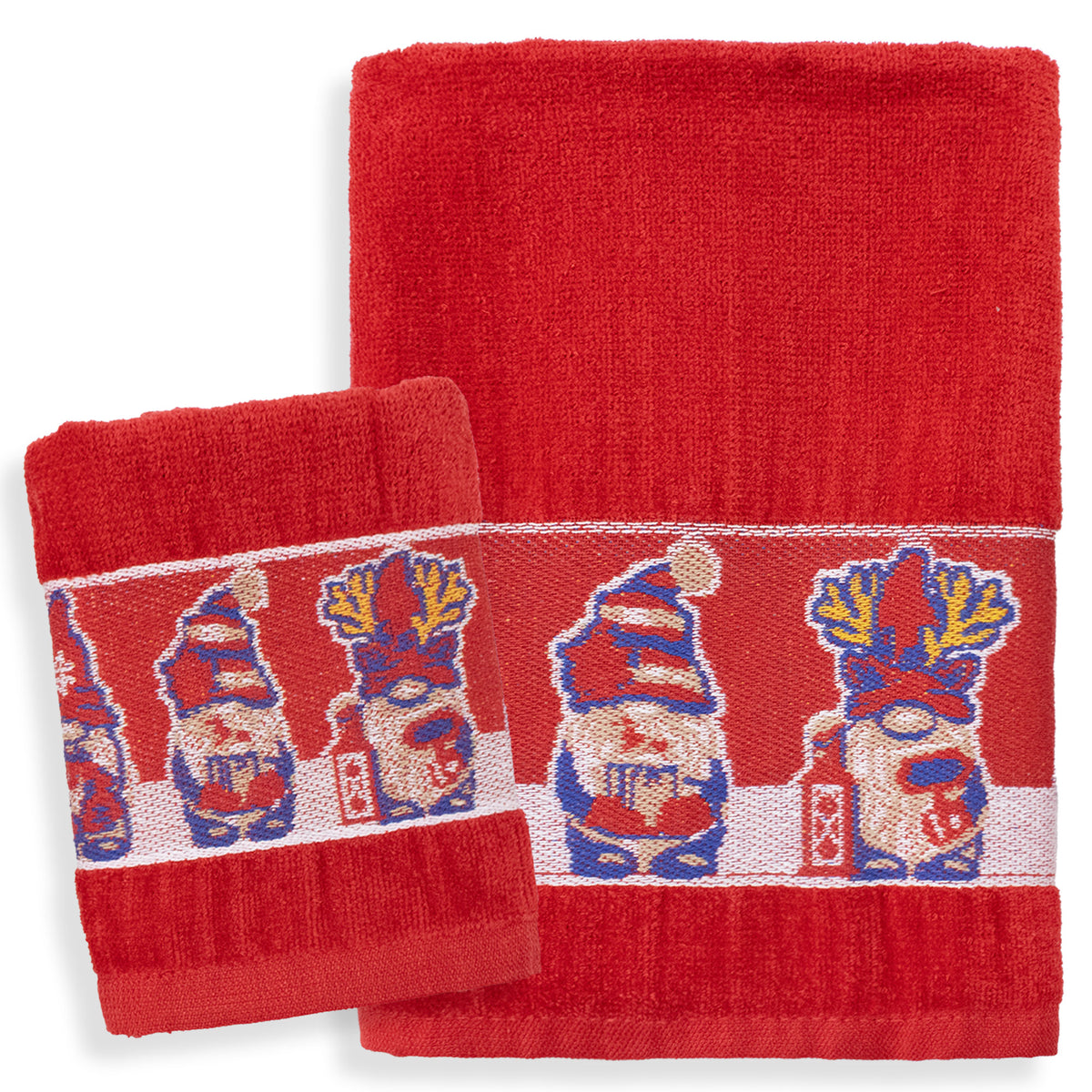 Set Asciugamani Natalizi 1+1 Viso e Ospite in Spugna Cotone Decoro Natale 7184