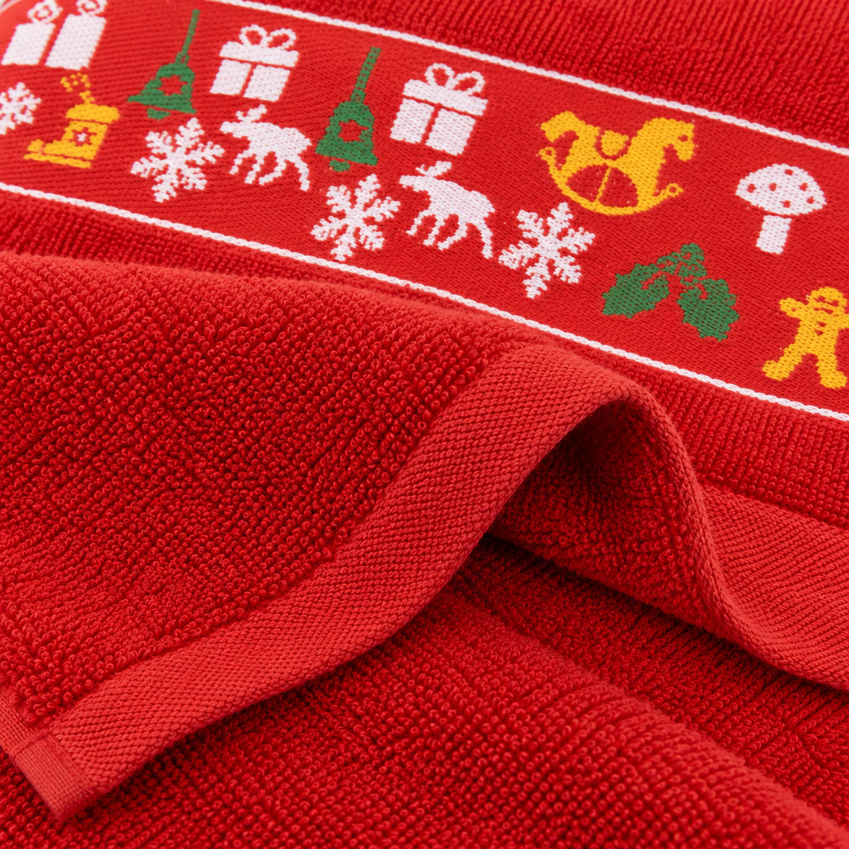Set Asciugamani Natalizi 1+1 Viso e Ospite in Spugna Cotone Decoro Natale 7184